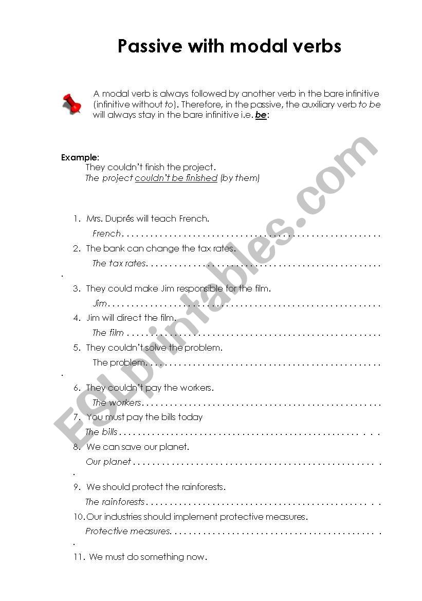 Passive with modal verbs worksheet