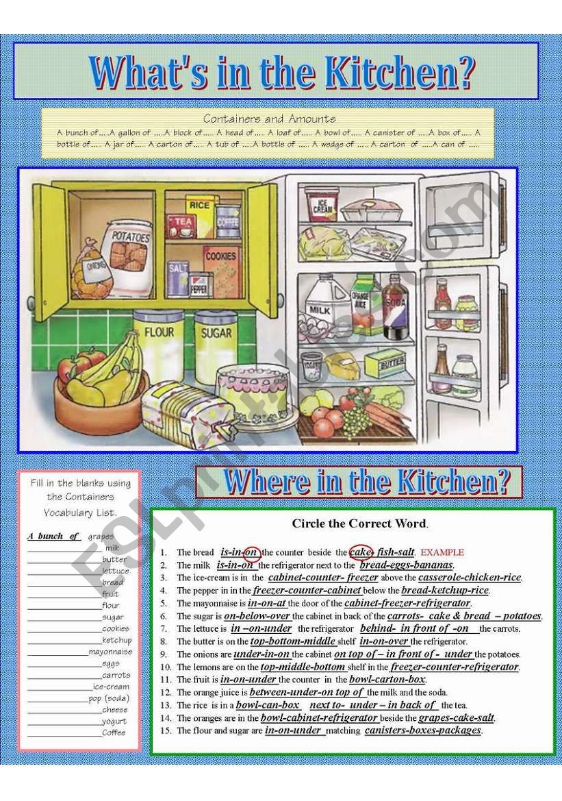 FOOD: Whats in the Kitchen? worksheet