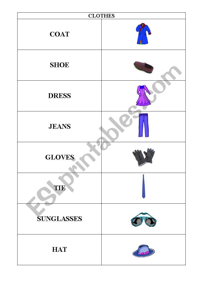 Clothes worksheet