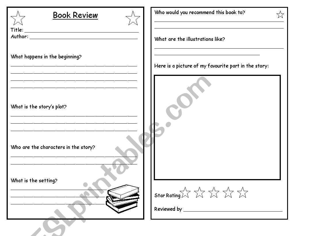 Book Review Template worksheet