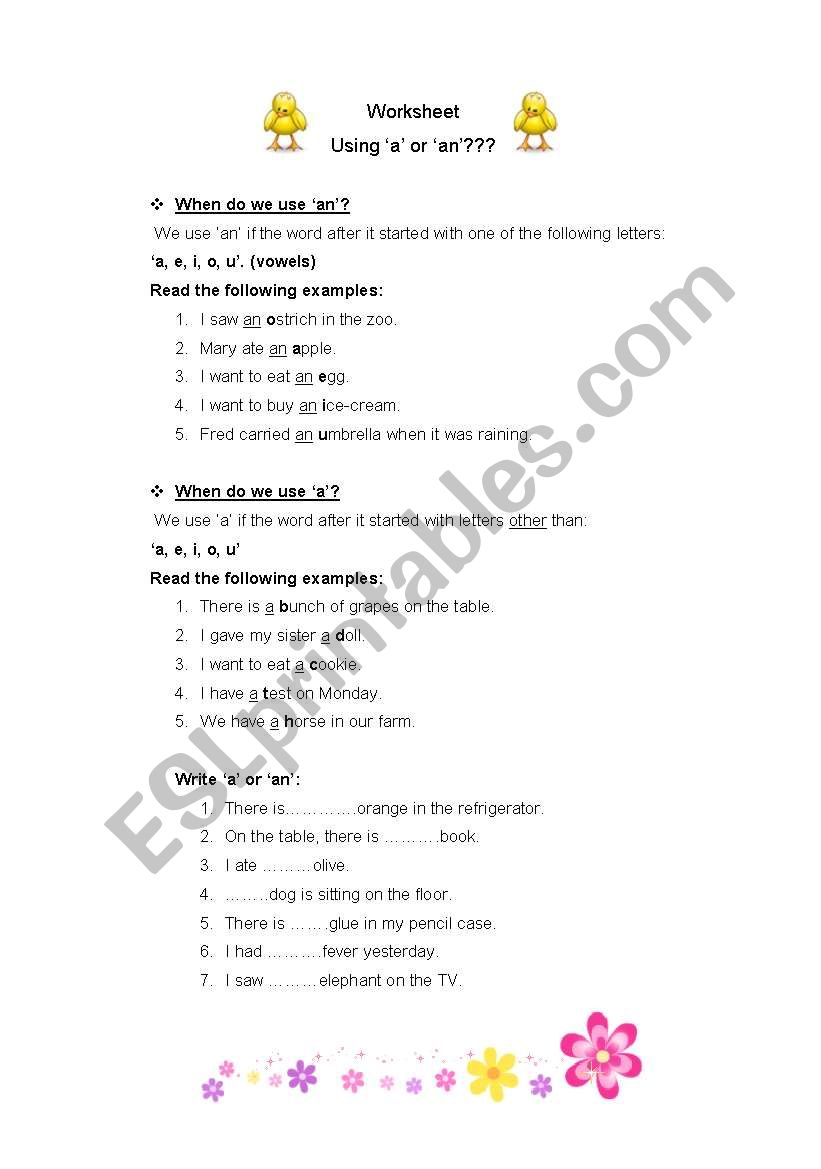 Vowels worksheet