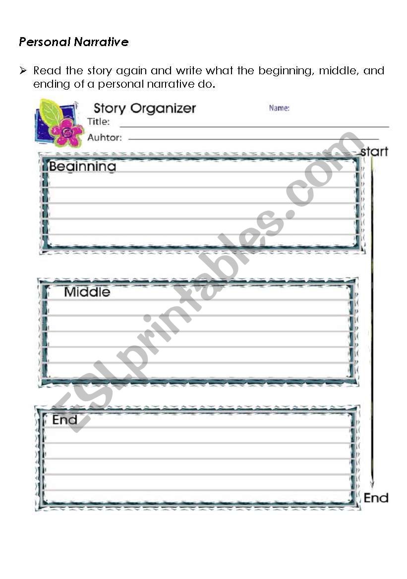 Personal Narrative form worksheet