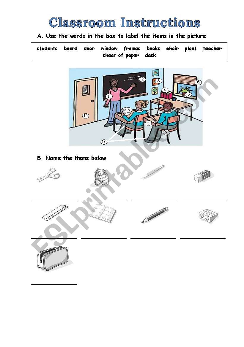 Classroom Instructions and Vocabulary