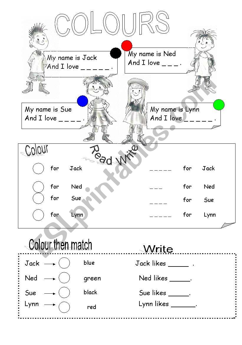 Colours B&W worksheet