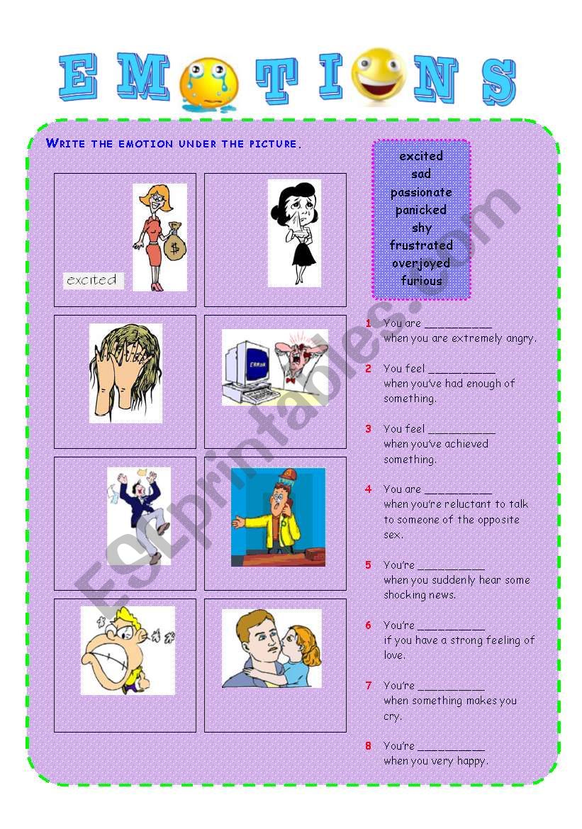 Emotions  worksheet