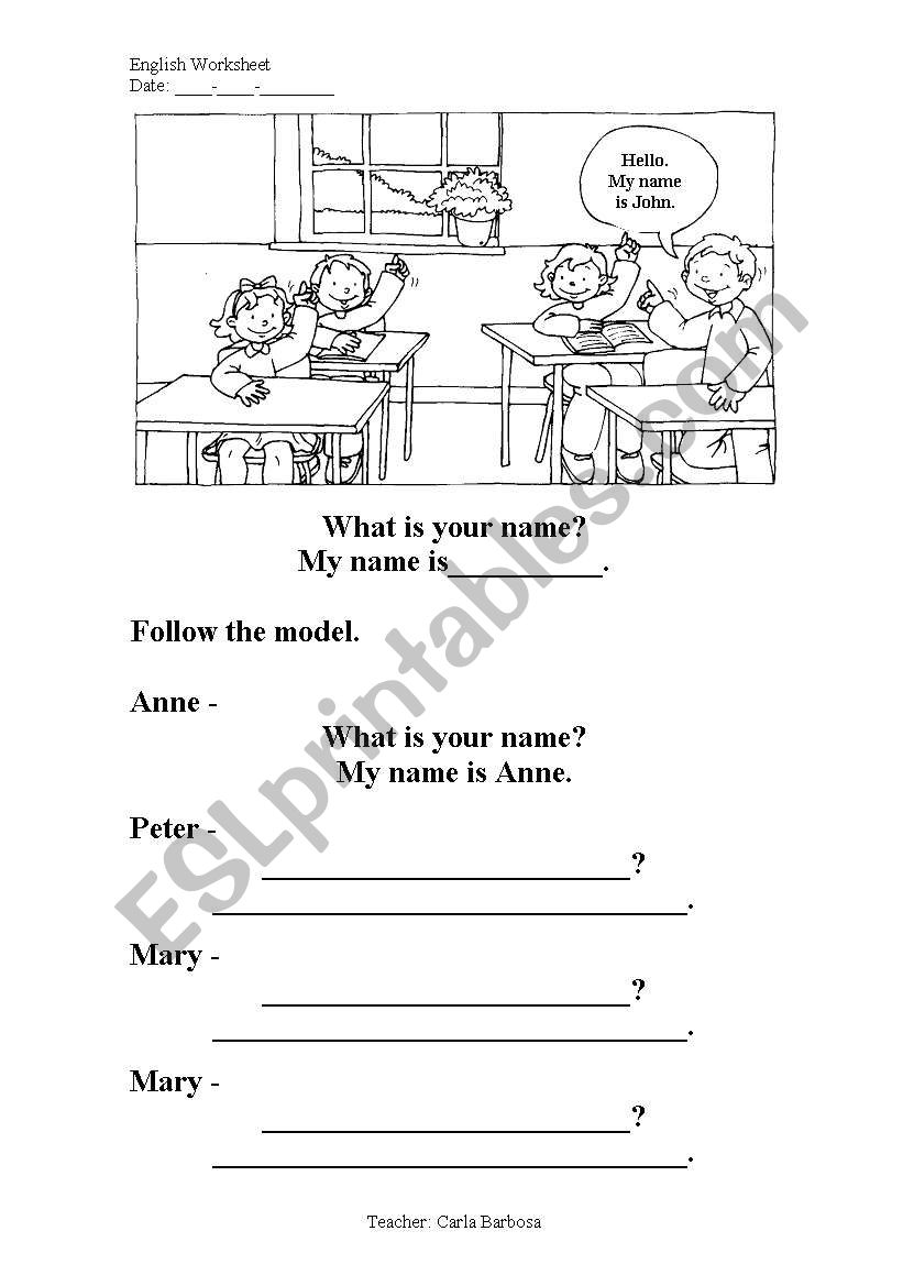 what is your name worksheet