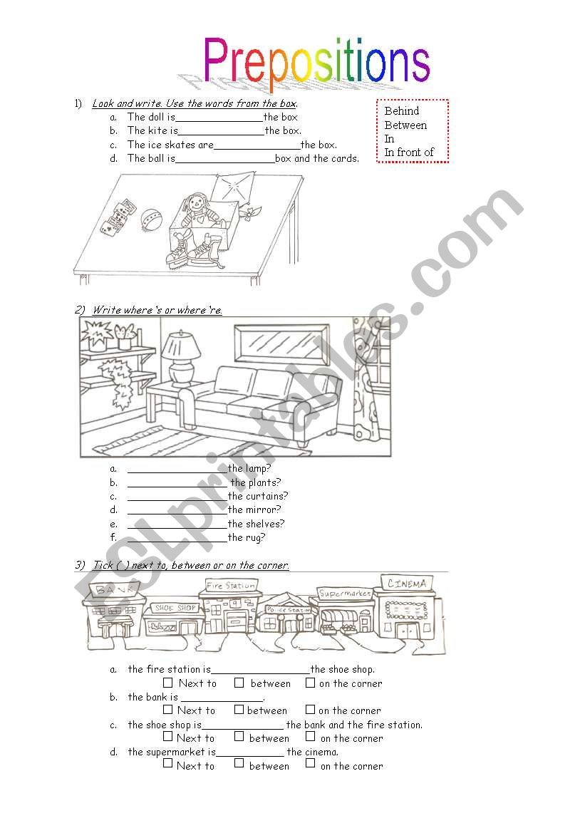 Prepositions worksheet