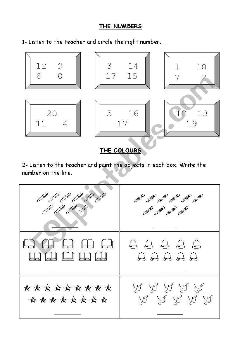 numbers and colours worksheet