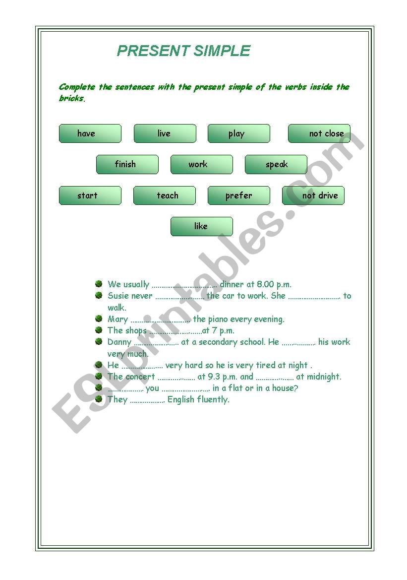 Present SImple worksheet