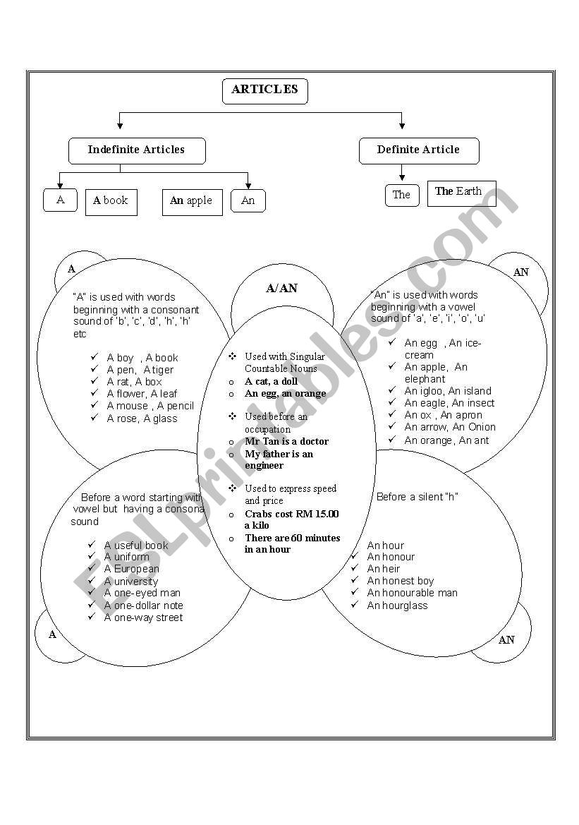 Articles ( a,an,the) worksheet