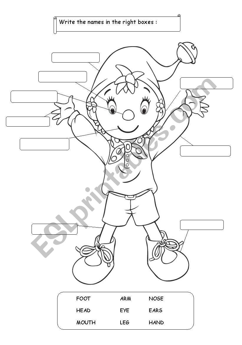 NoddyÂ´s Body worksheet