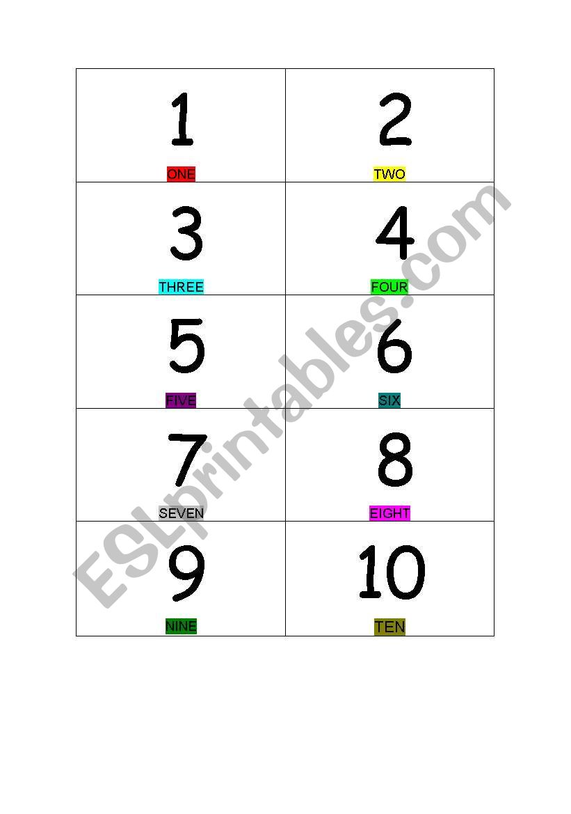 numbers worksheet