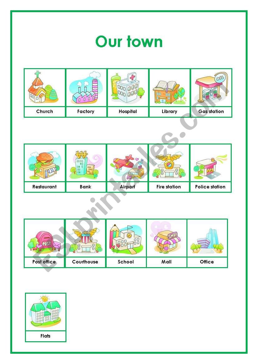 Town Pictionary worksheet