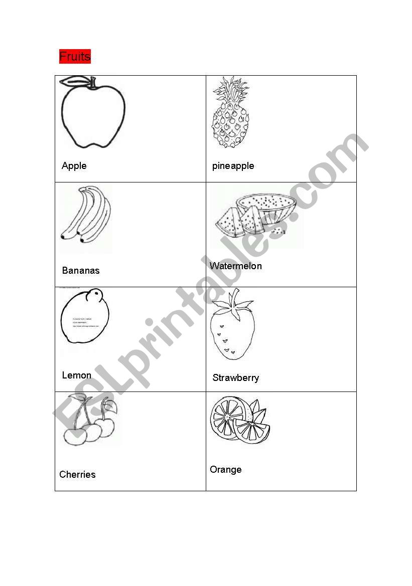 fruits worksheet