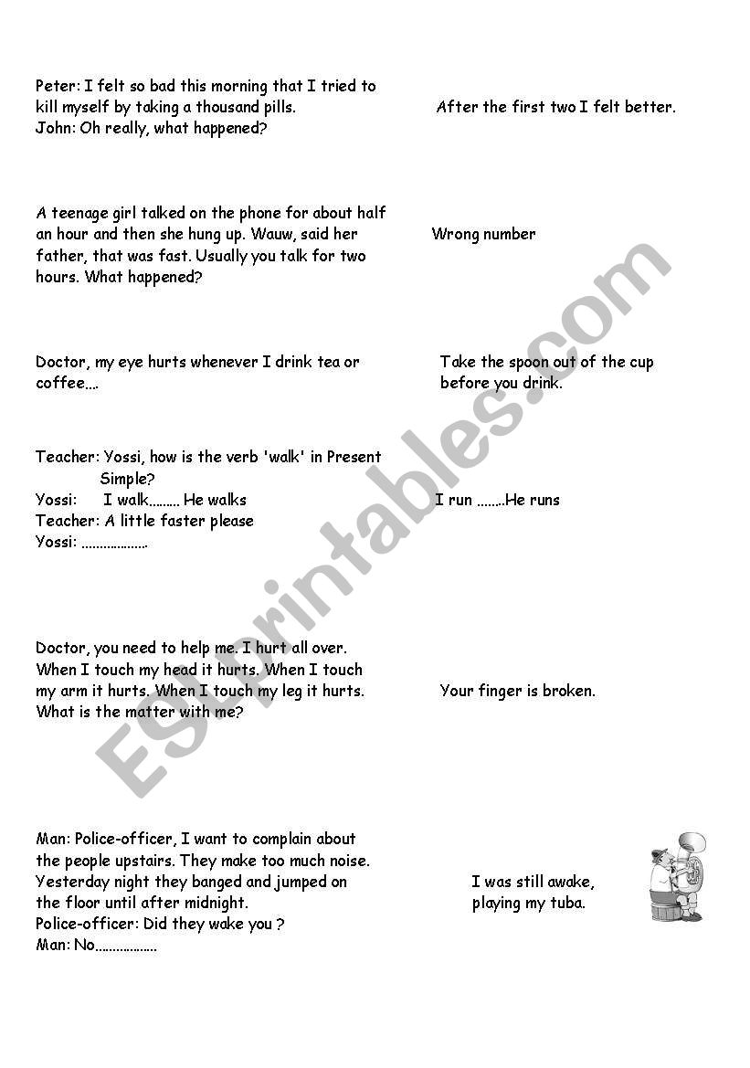 match joke to punch line worksheet