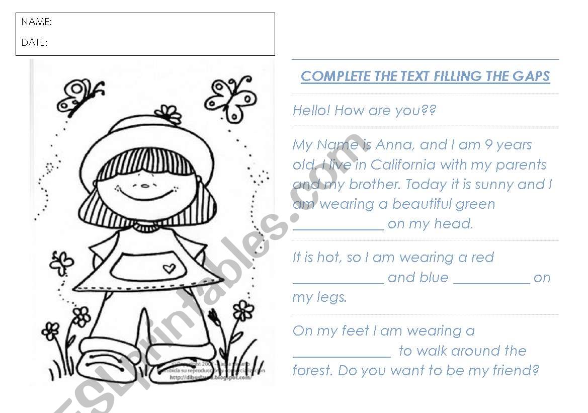 what are you wearing? worksheet