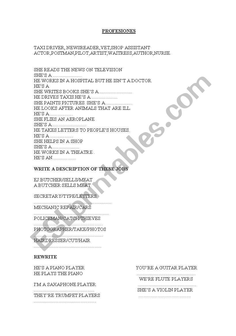 jobs worksheet