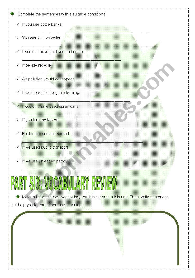 A GREENER WOLRD_5 worksheet