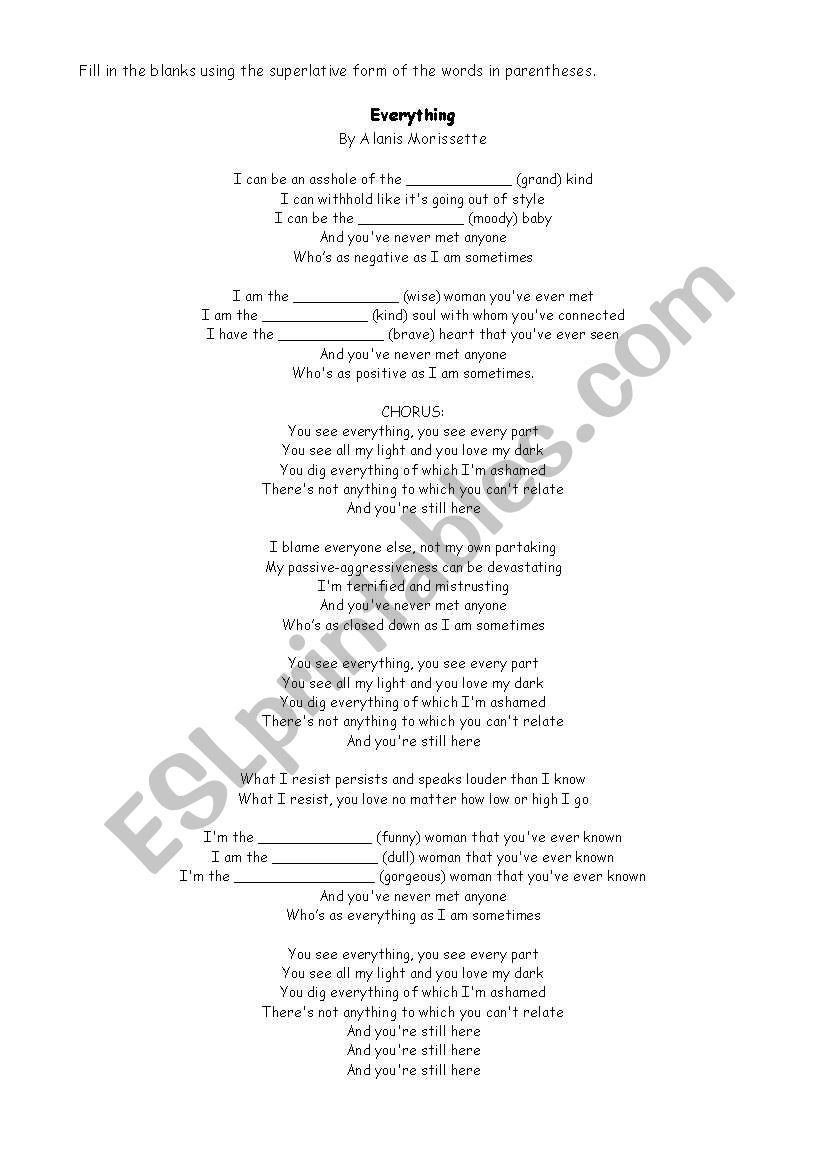Everything by Alanis Morissette - song activity (superlatives)