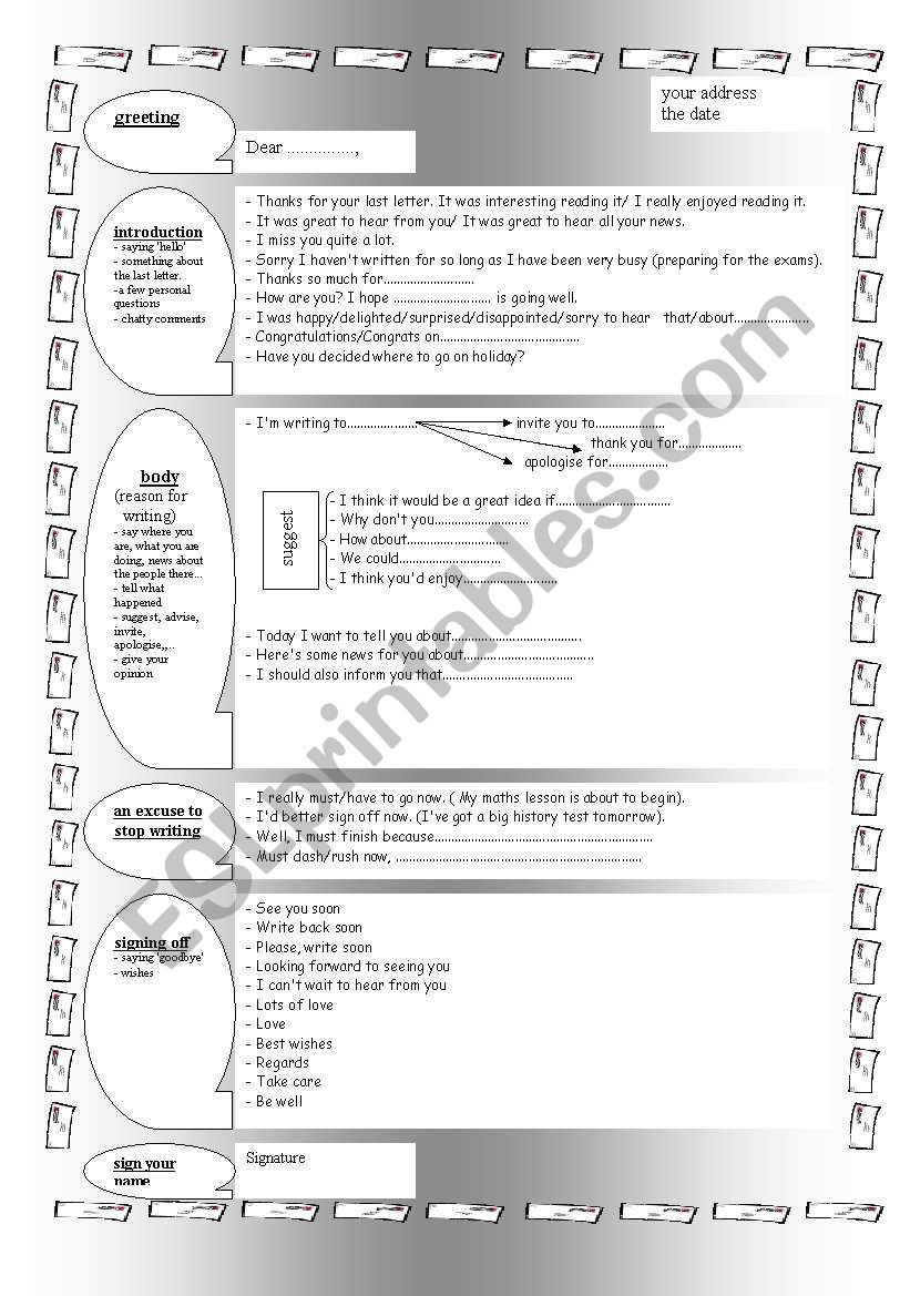 How to write an informal/ friendly letter + 20 sample letters