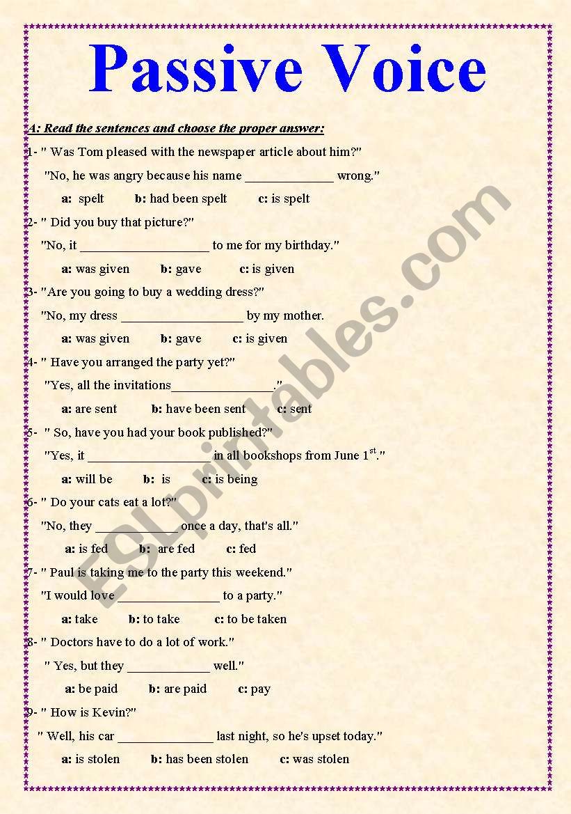 Passive voice worksheet