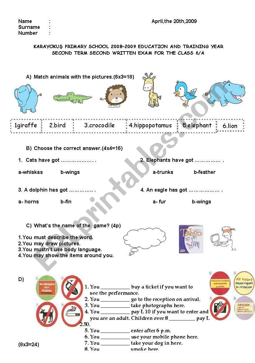 mixed exercise worksheet