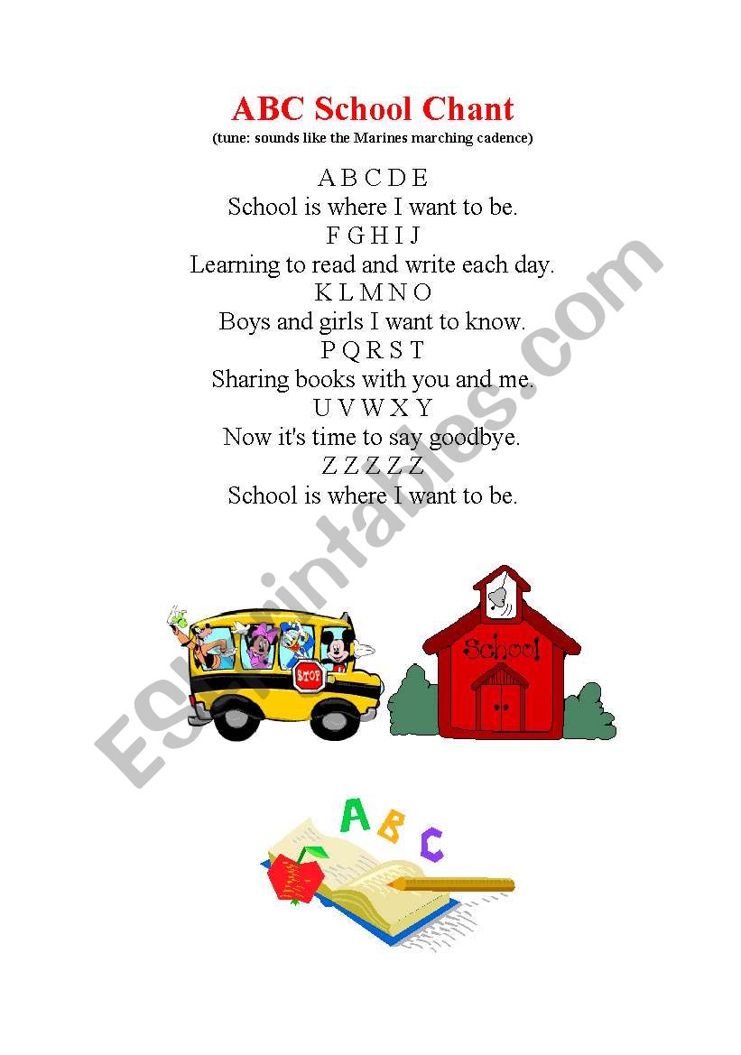 abc school chant worksheet