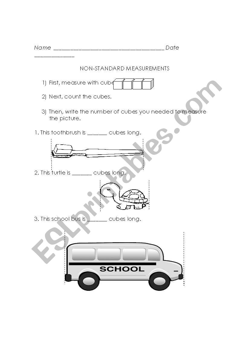 Nonstandard Measurements worksheet