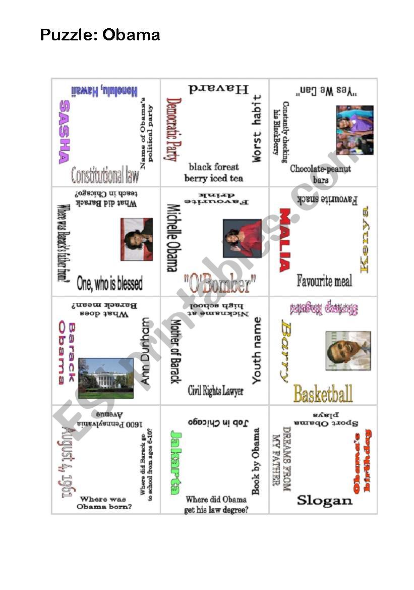 Puzzle: Obama worksheet