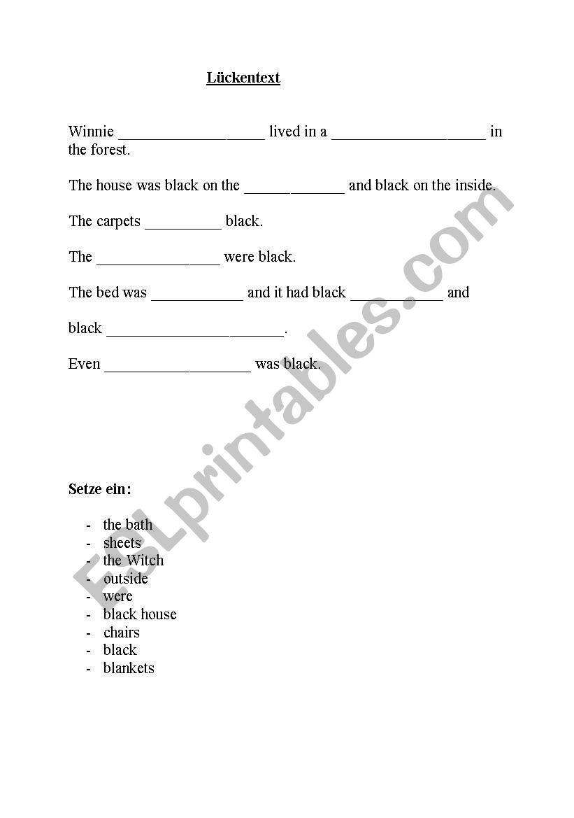 Winnie the witch: Fill in the words 1. Page