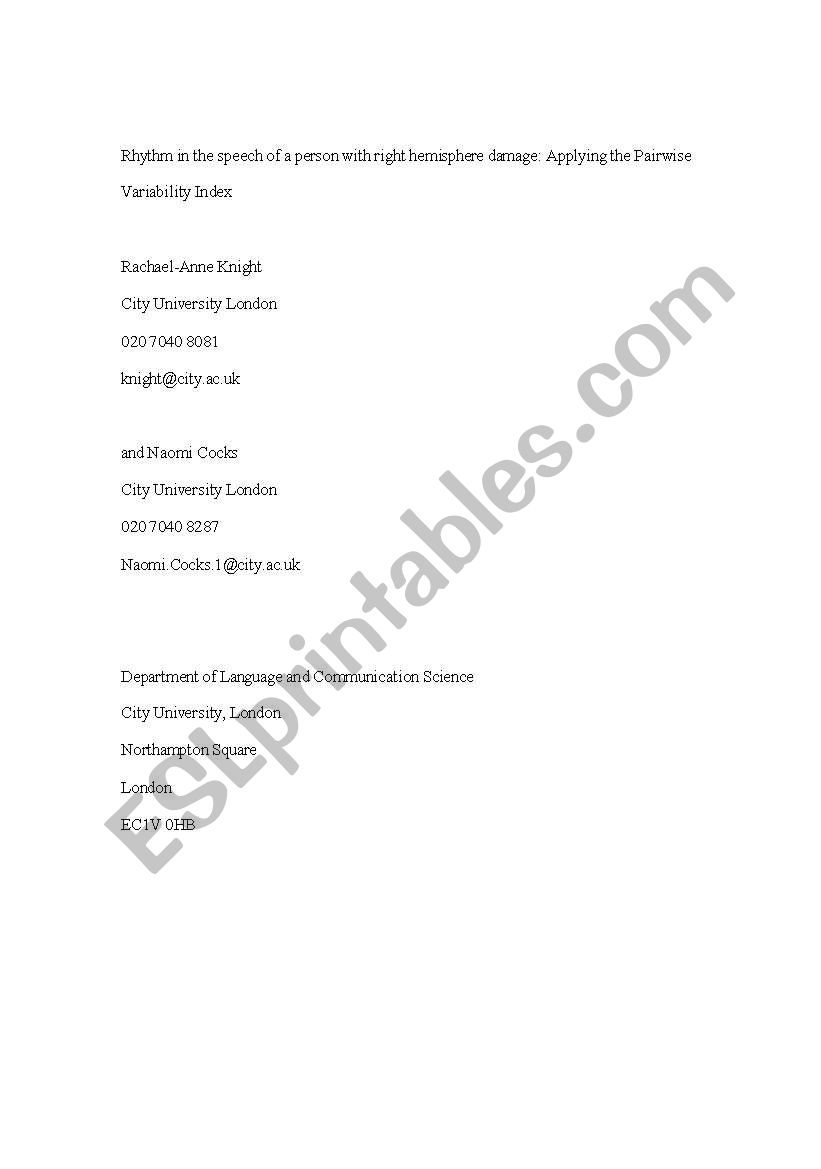 rhythme in english worksheet