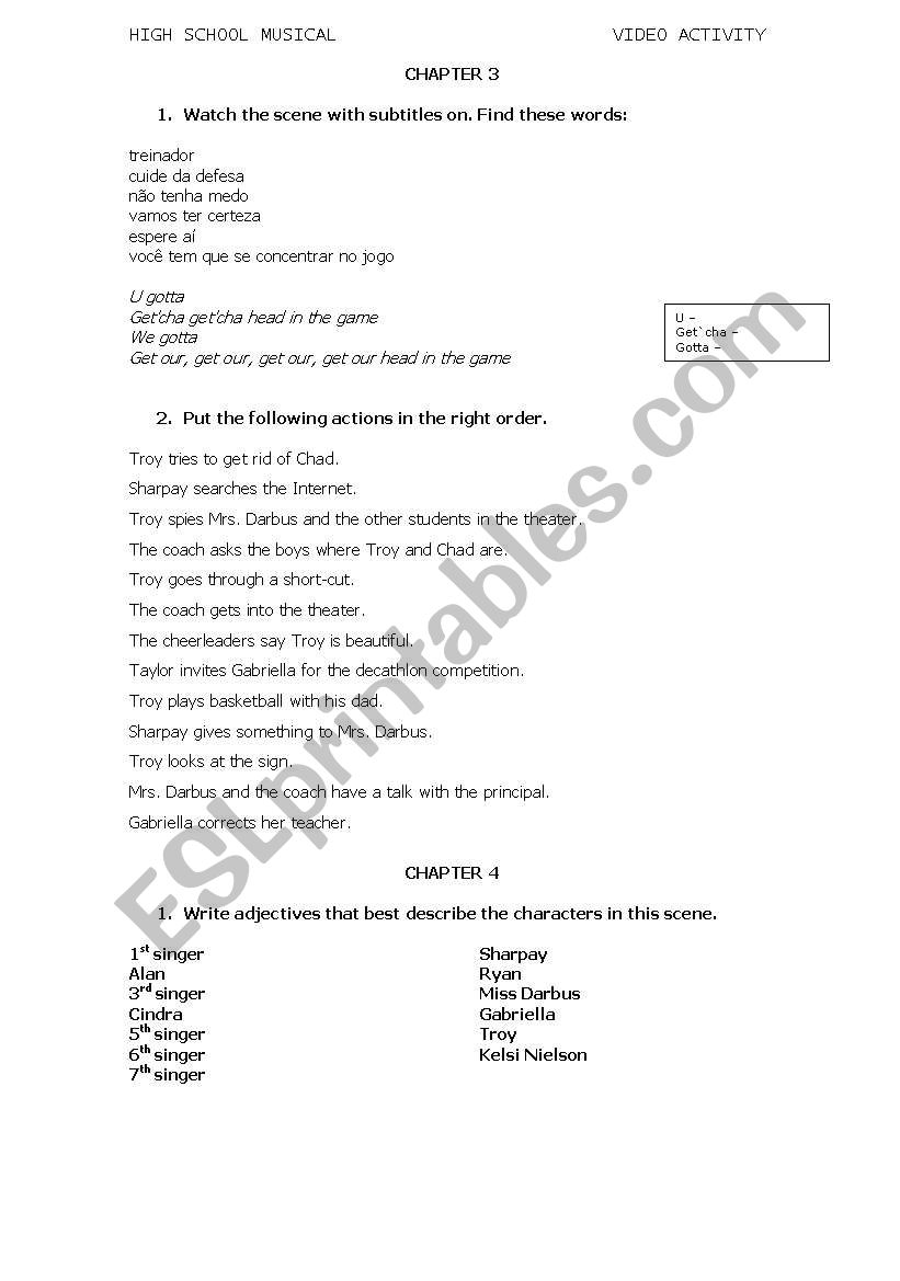 High School Musical worksheet