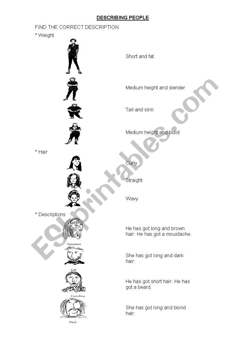 Describing people worksheet