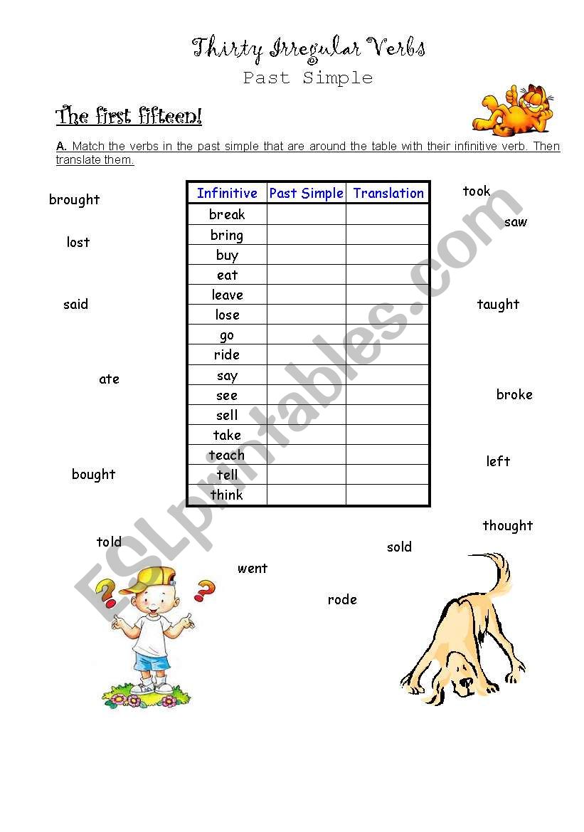 Irregular verbs (past simple) worksheet