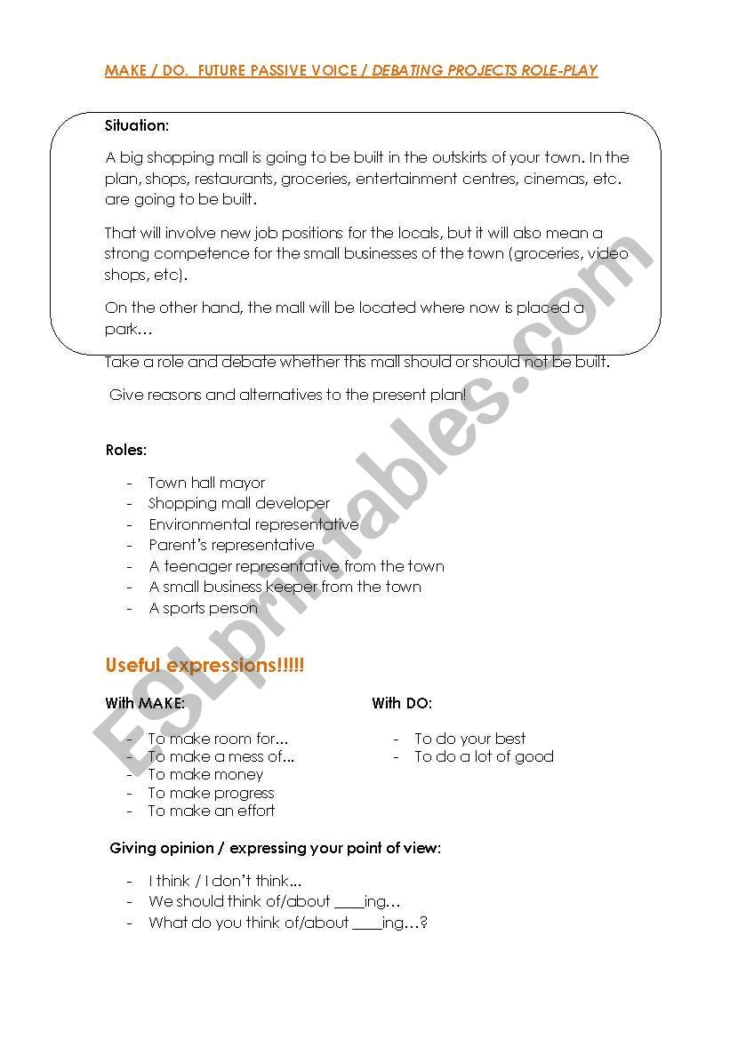 Rol-play activity to practice the Passive voice