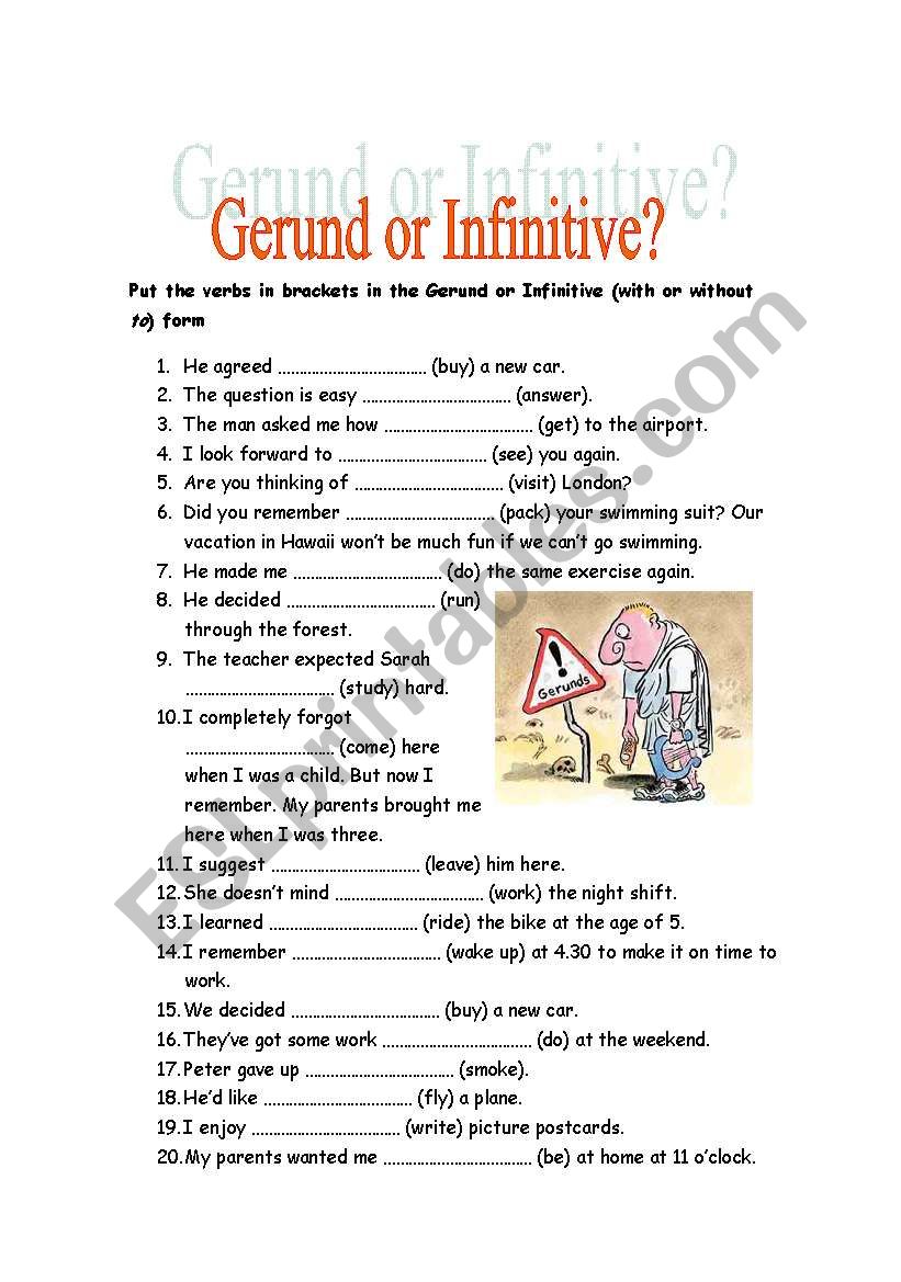 Gerund or Infinitive? worksheet