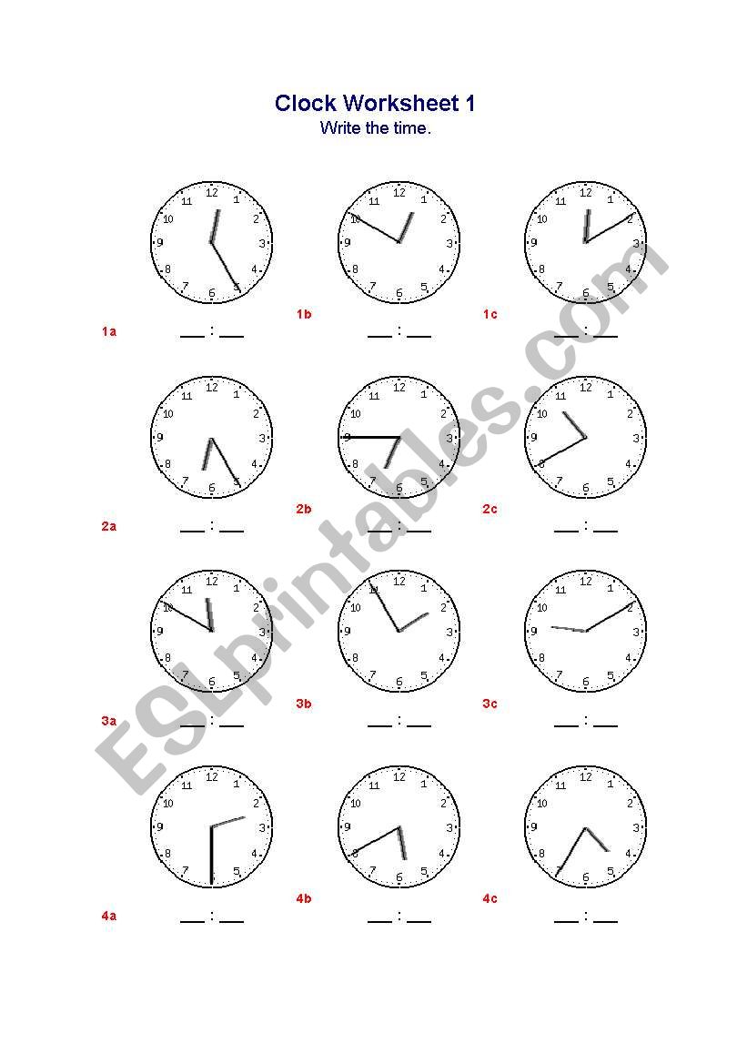 telling time worksheet