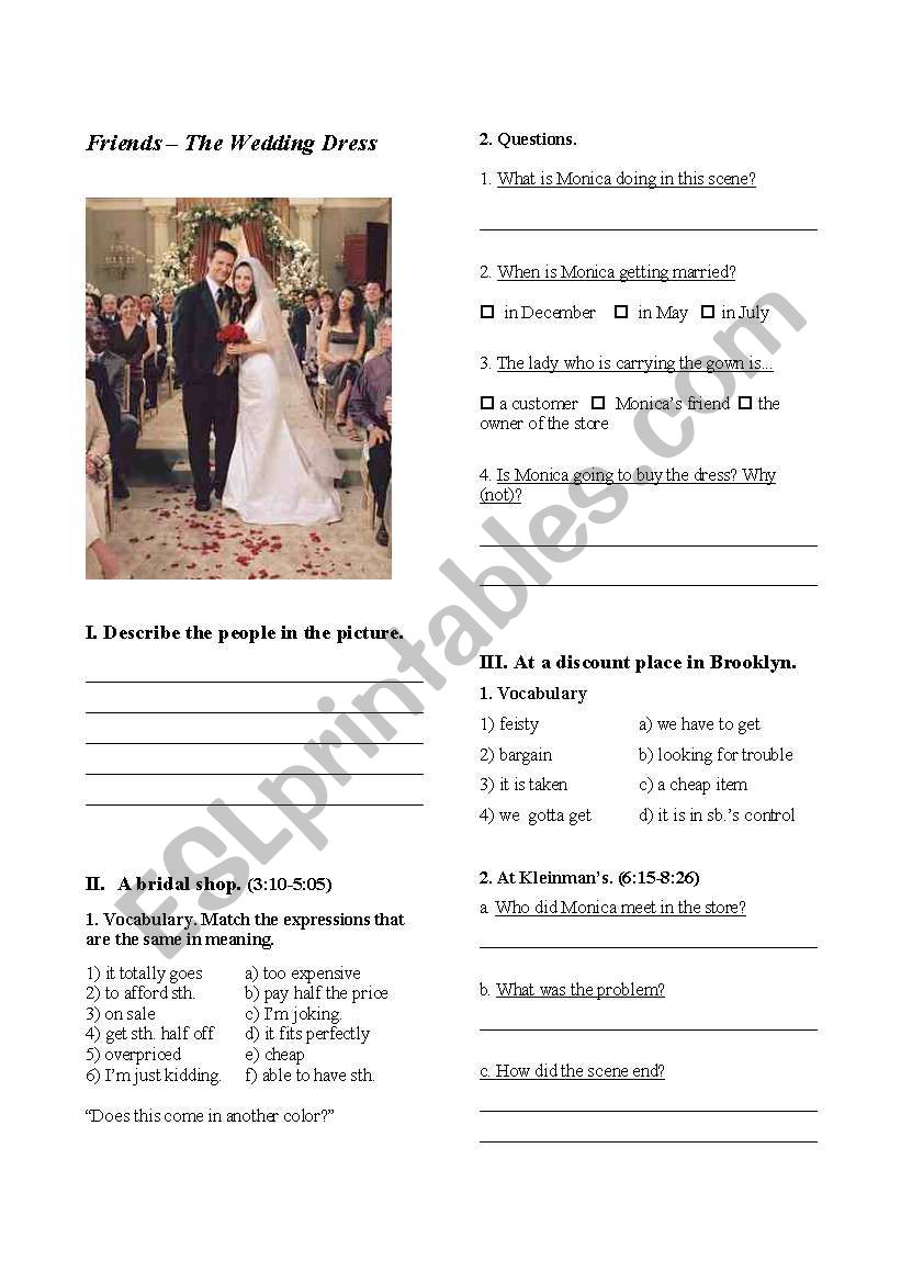 Friends - The Wedding Dress worksheet