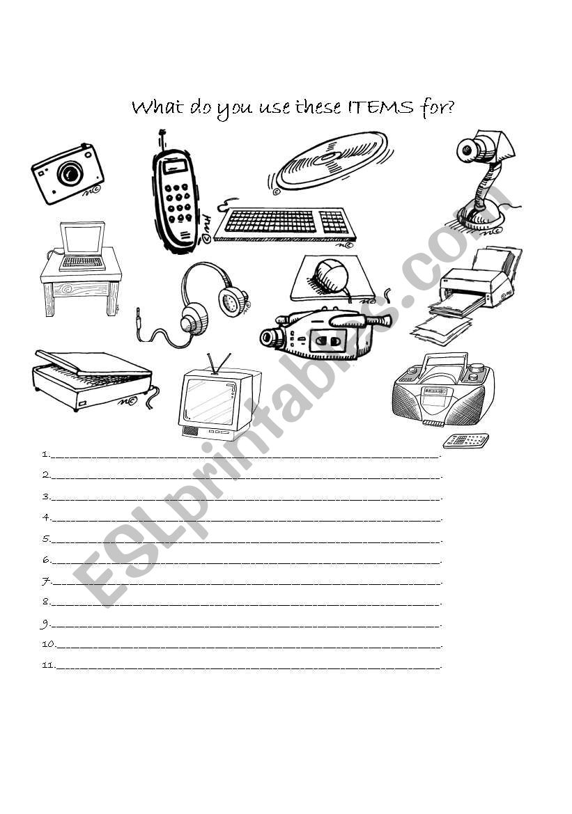 What are this items for? worksheet