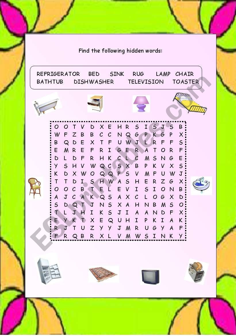 Furniture Vocabulary worksheet