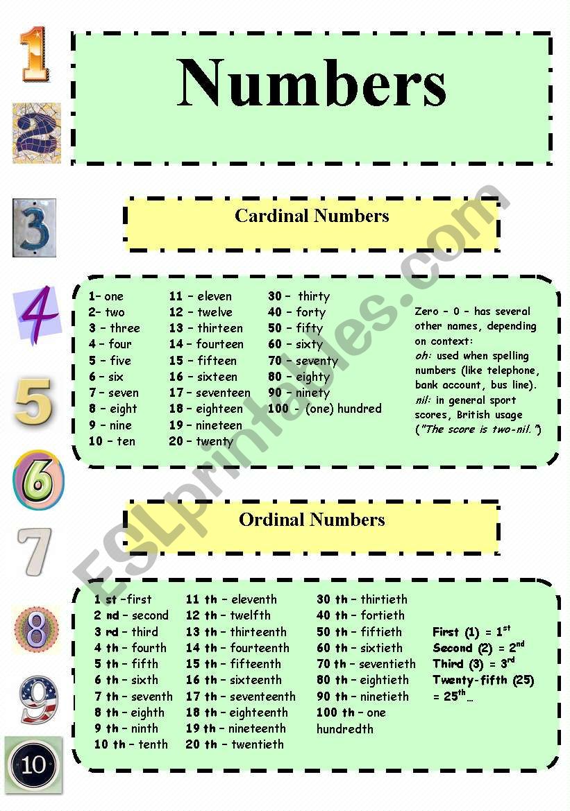 Numbers worksheet