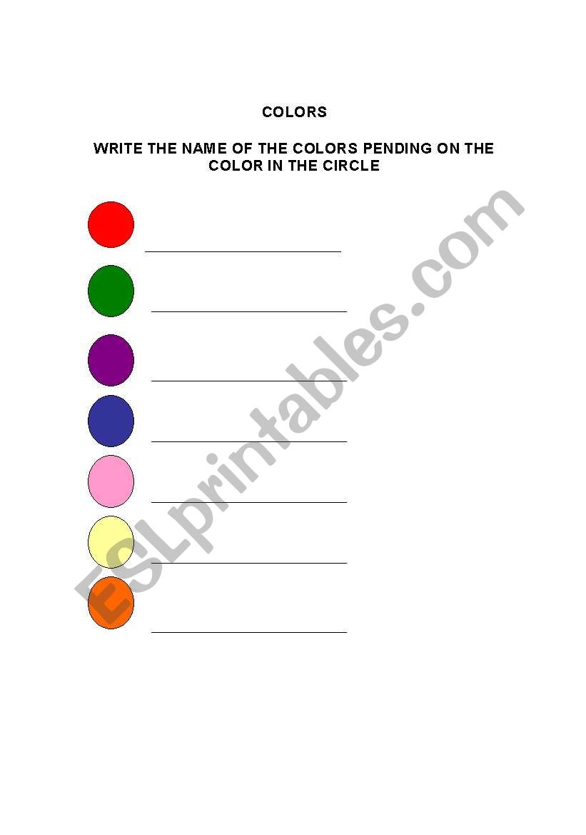 COLORS worksheet