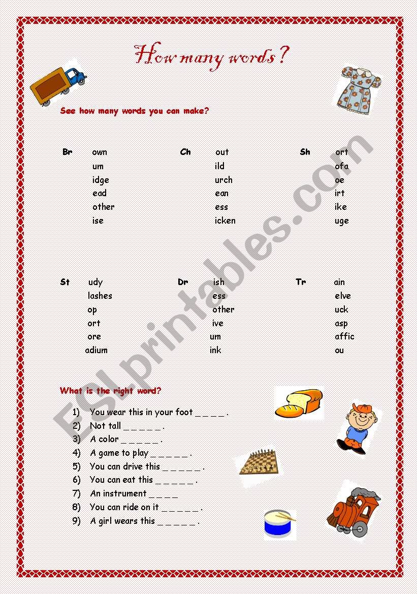 How many words? worksheet
