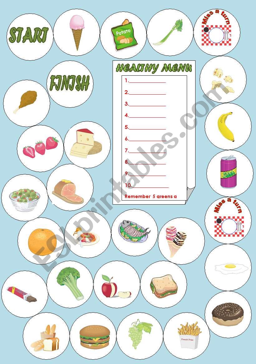 Healthy Food Board Game worksheet
