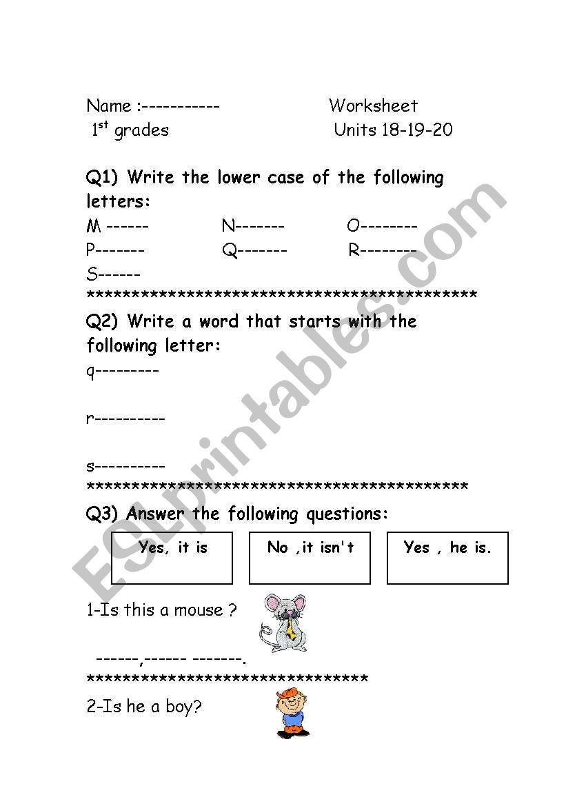 different exercises worksheet for kids