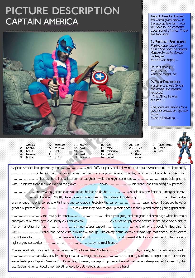 Captain America: Picture Description 5. (Present+Past Participles)