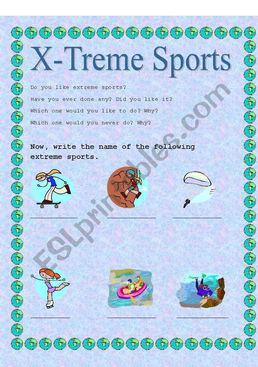 X-Treme Sports (1) worksheet