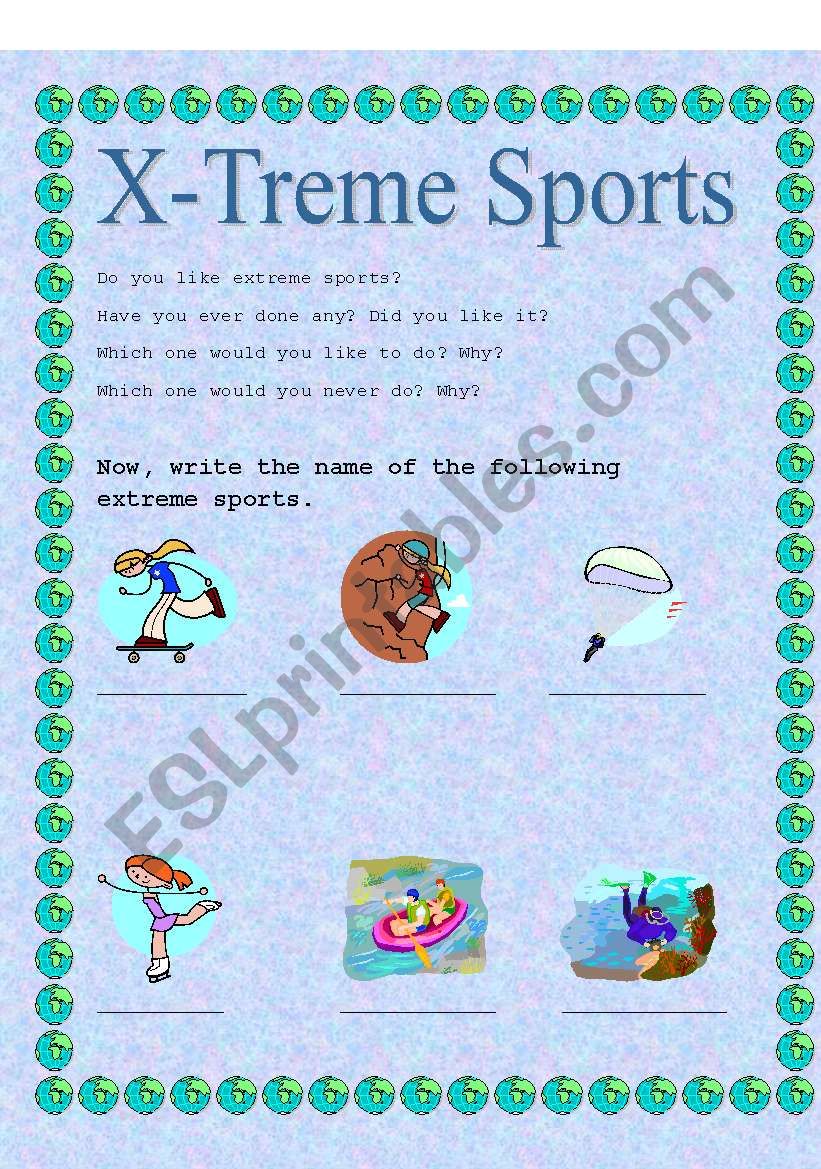 X-Treme Sports (1) worksheet