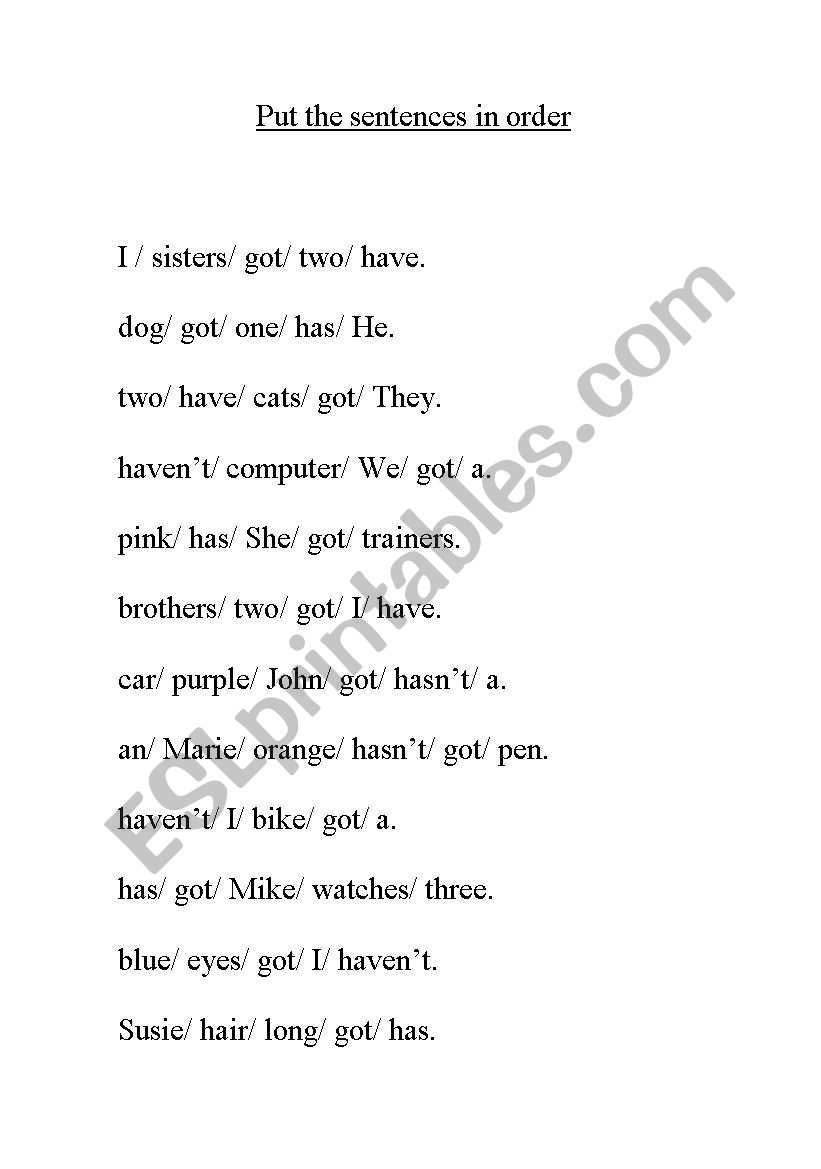 Have got exercises worksheet