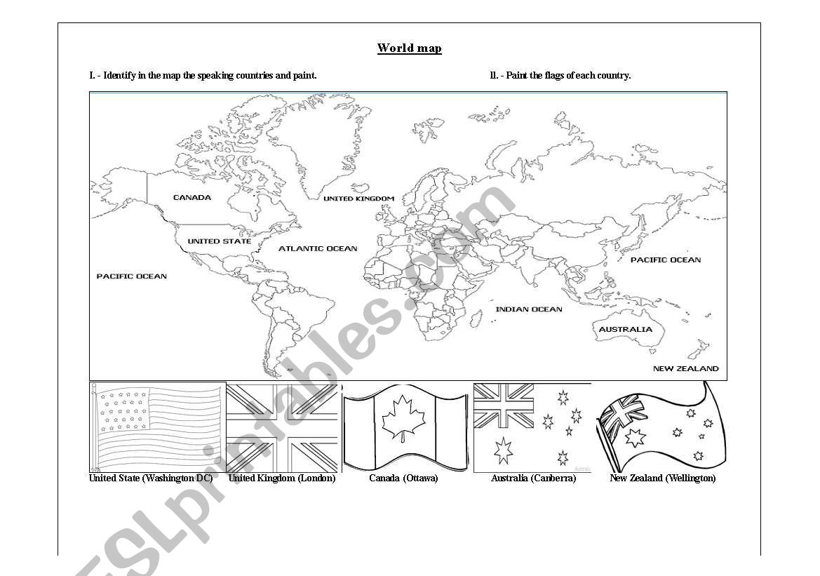 World Map worksheet